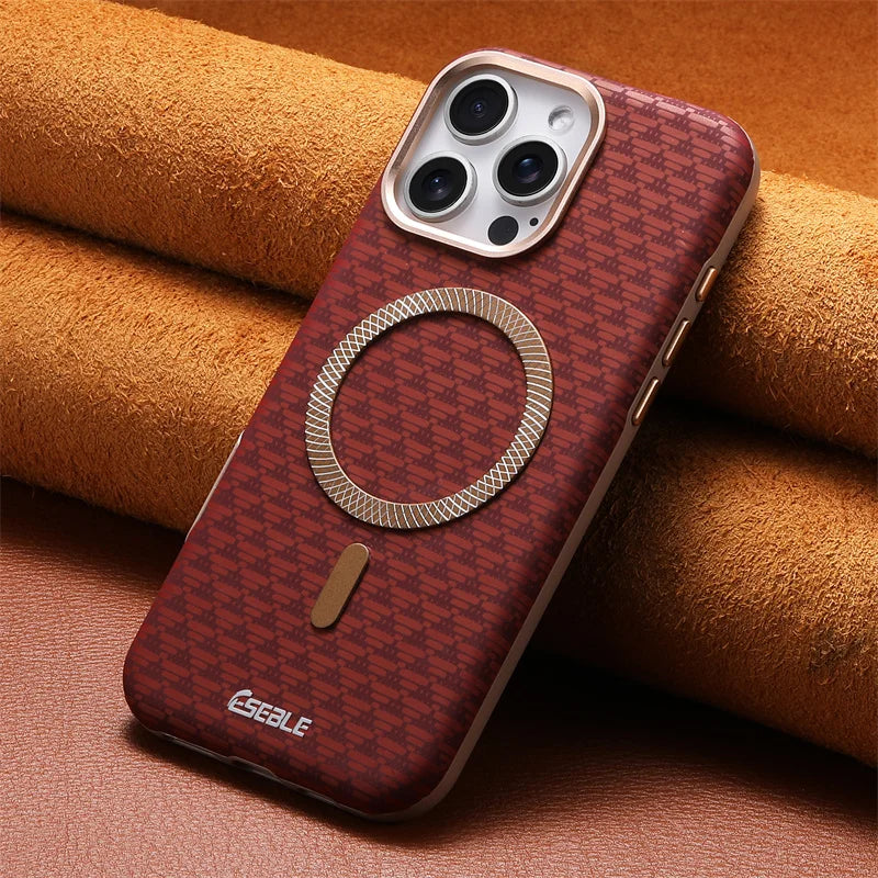 Premium Carbon Fiber Leather MagSafe Case for iPhone 15, 16 & 17 Series