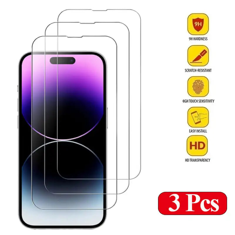 Premium Tempered Glass Screen Protector for iPhone Series (14 Pro to 17 Pro Max)
