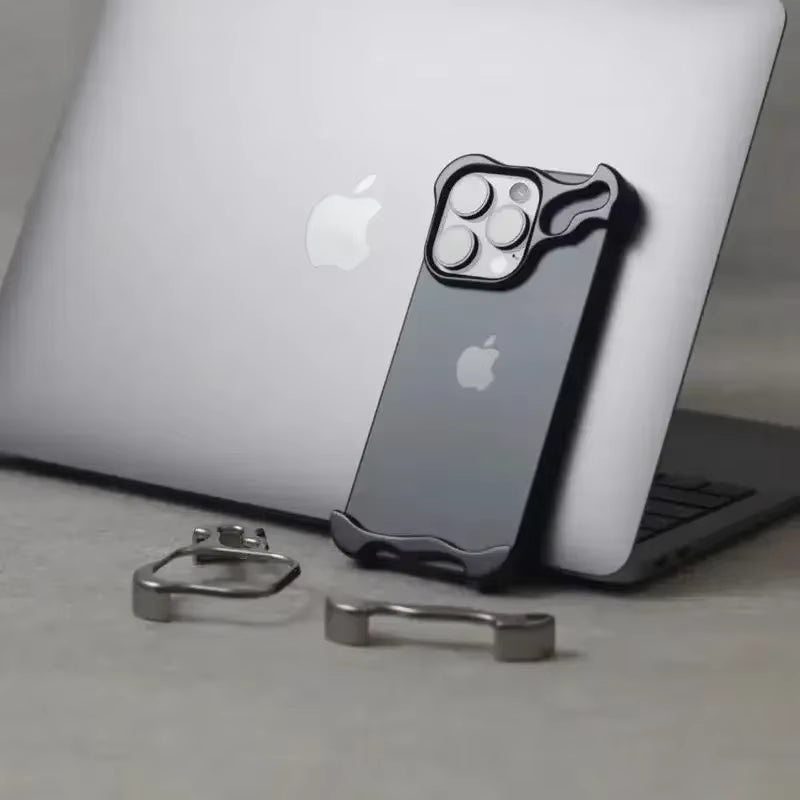 Irregular Metal Bumper Case for iPhone 15, 16 & 17 - Aluminum Shockproof Cover with Lens Protection