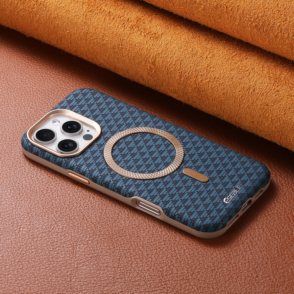 Premium Carbon Fiber Leather MagSafe Case for iPhone 15, 16 & 17 Series