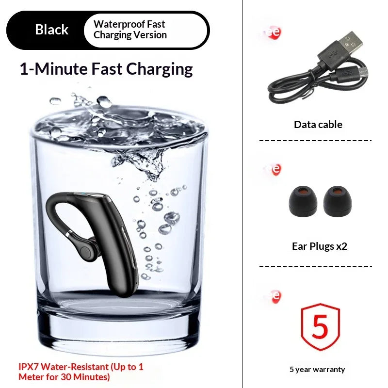 2025 Version Single Wireless Bluetooth Earphone – IPX7 Waterproof Sports & Driving Headset
