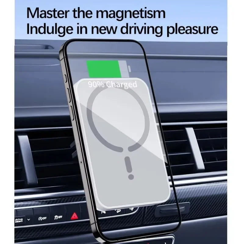 Magnetic Wireless Car Charger with MagSafe - Air Vent Phone Mount for iPhone 15/16/17 Series