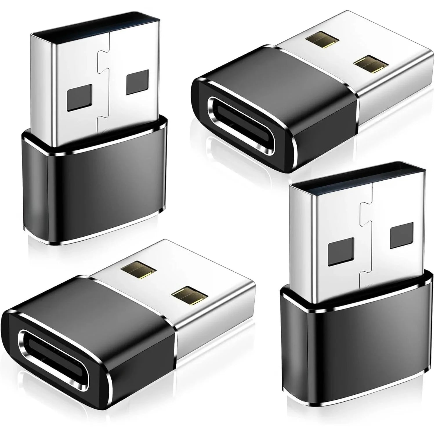 4-Pack USB-C Female to USB-A Male Adapter - Fast Charging & Data Sync Converter for iPhone 15/16/17 Series