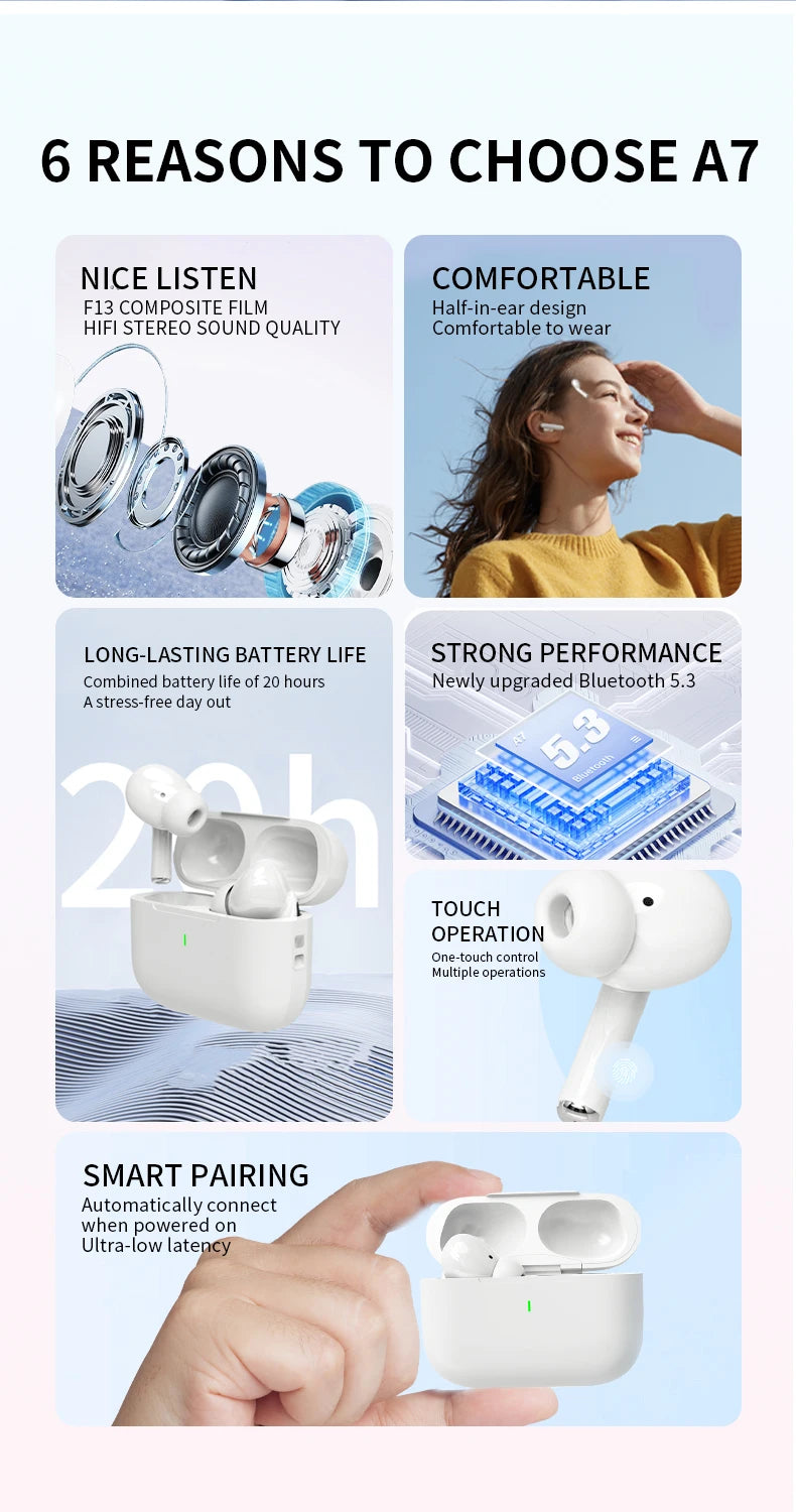 2025 Air Pro TWS Wireless Earbuds - HiFi Bluetooth Headphones with Noise Reduction & Waterproof Design