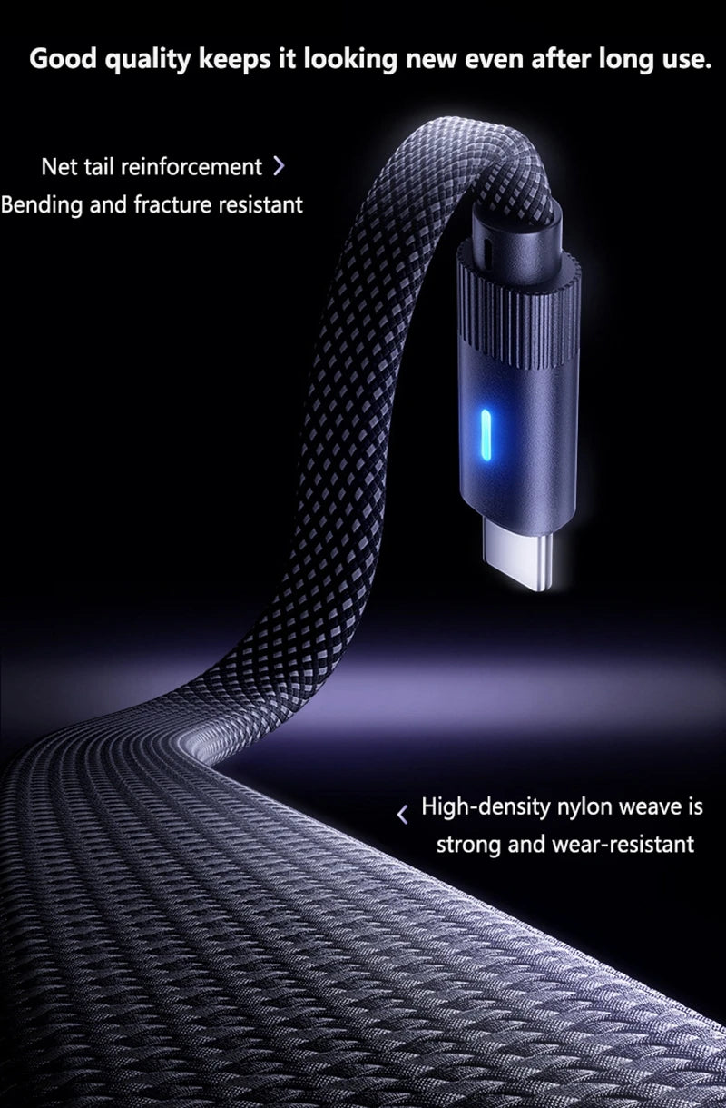 100W L-Shape Type-C to Type-C Flat Fast Charging Cable - Compatible with iPhone 15/16/17, Huawei, OPPO, Honor