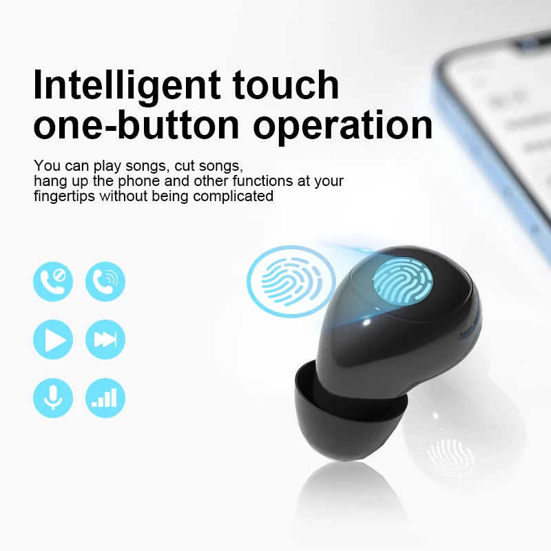 Invisible TWS Mini Bluetooth 5.3 Earbuds - Noise-Cancelling Wireless Headphones with Mic