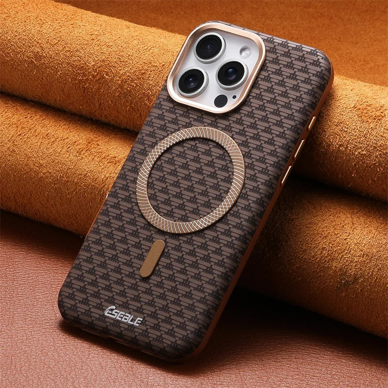 Premium Carbon Fiber Leather MagSafe Case for iPhone 15, 16 & 17 Series