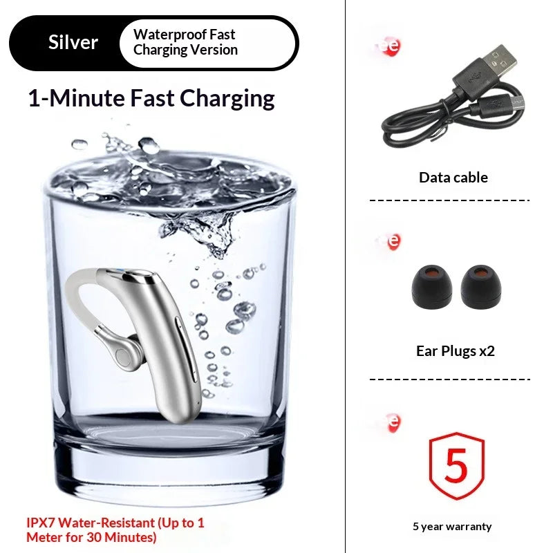 2025 Version Single Wireless Bluetooth Earphone – IPX7 Waterproof Sports & Driving Headset