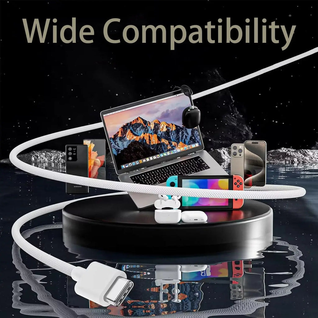 45W Braided USB-C to USB-C Fast Charging Cable for iPhone 15/16/17 Series
