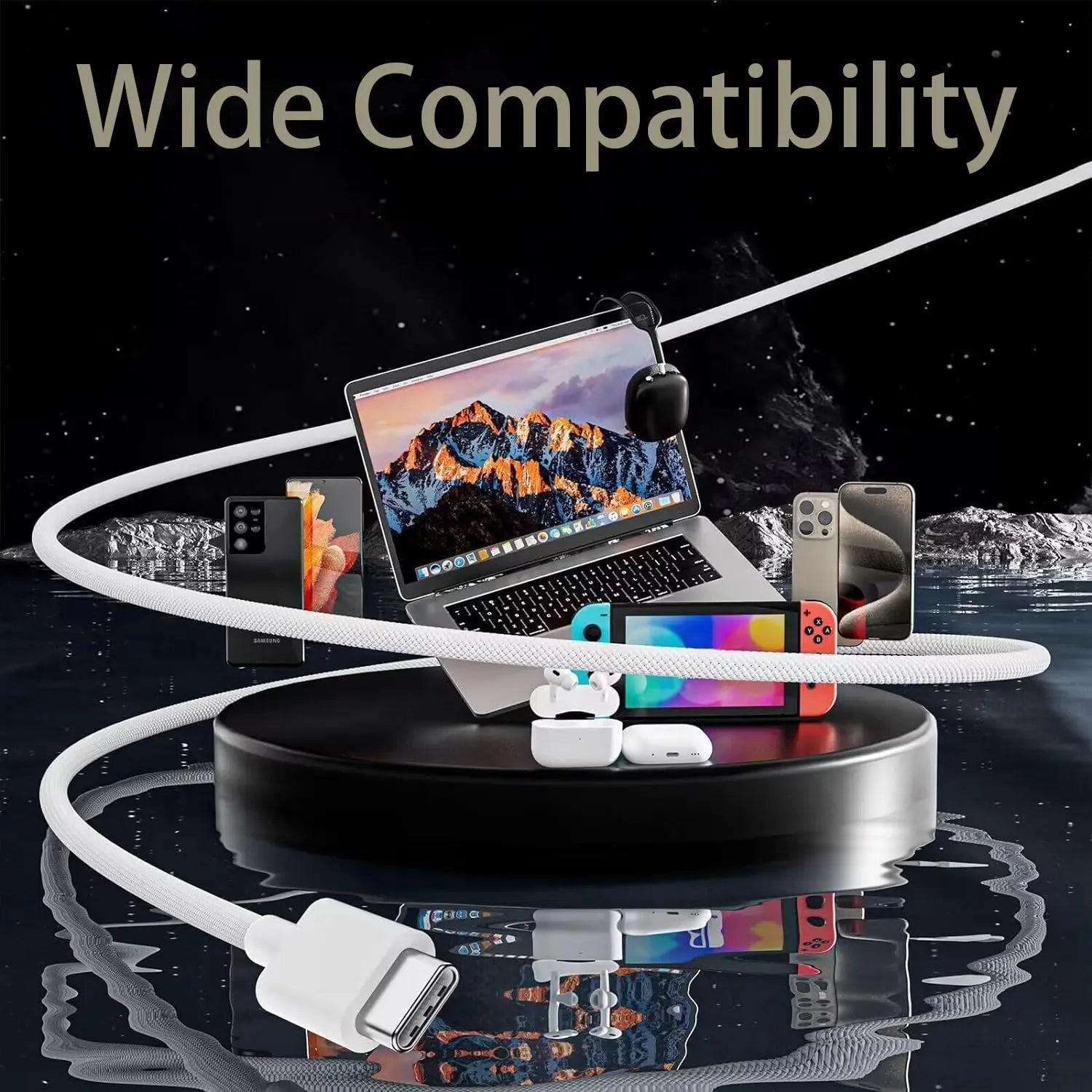45W Braided USB-C to USB-C Fast Charging Cable for iPhone 15/16/17 Series