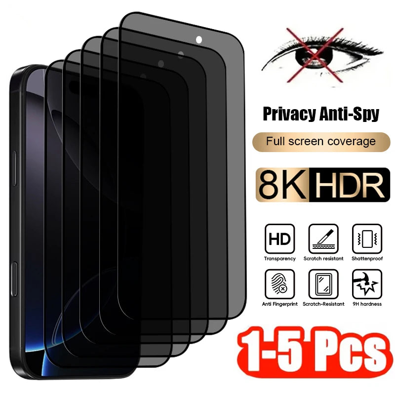 Premium Anti-Spy Privacy Full-Coverage Tempered Glass (1-5 Pcs Pack)