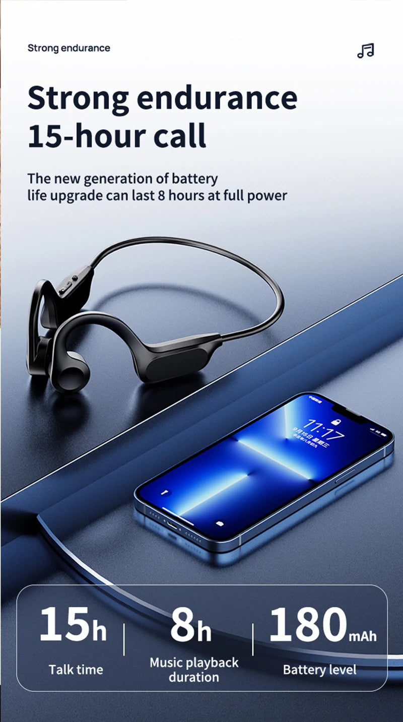 X7 Bone Conduction Swimming Headphones - Waterproof Wireless Sports Earbuds with Mic
