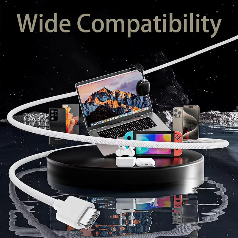 45W Braided USB-C to USB-C Fast Charging Cable for iPhone 15/16/17 Series