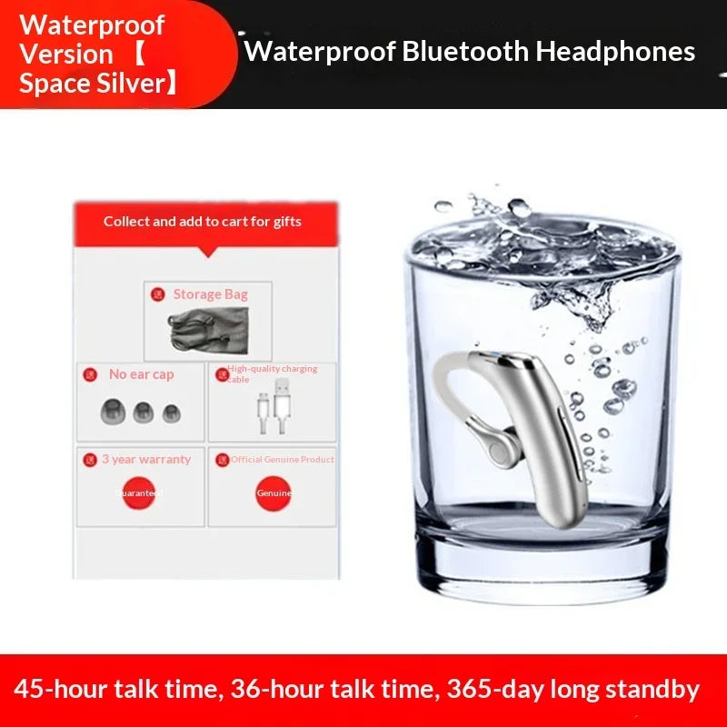 2025 Version Single Wireless Bluetooth Earphone – IPX7 Waterproof Sports & Driving Headset