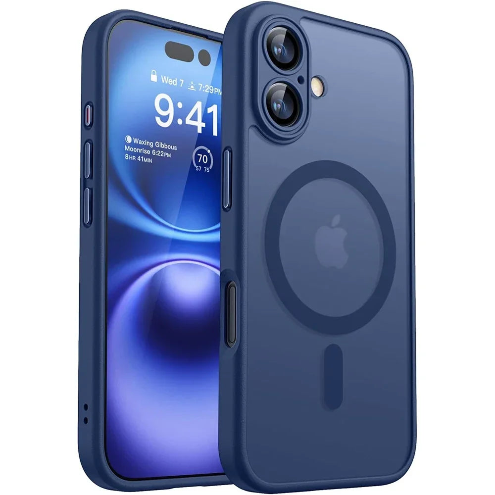 Magnetic Matte Translucent Armor Case for iPhone 15, 16 & 17 Series - Shockproof & MagSafe Compatible