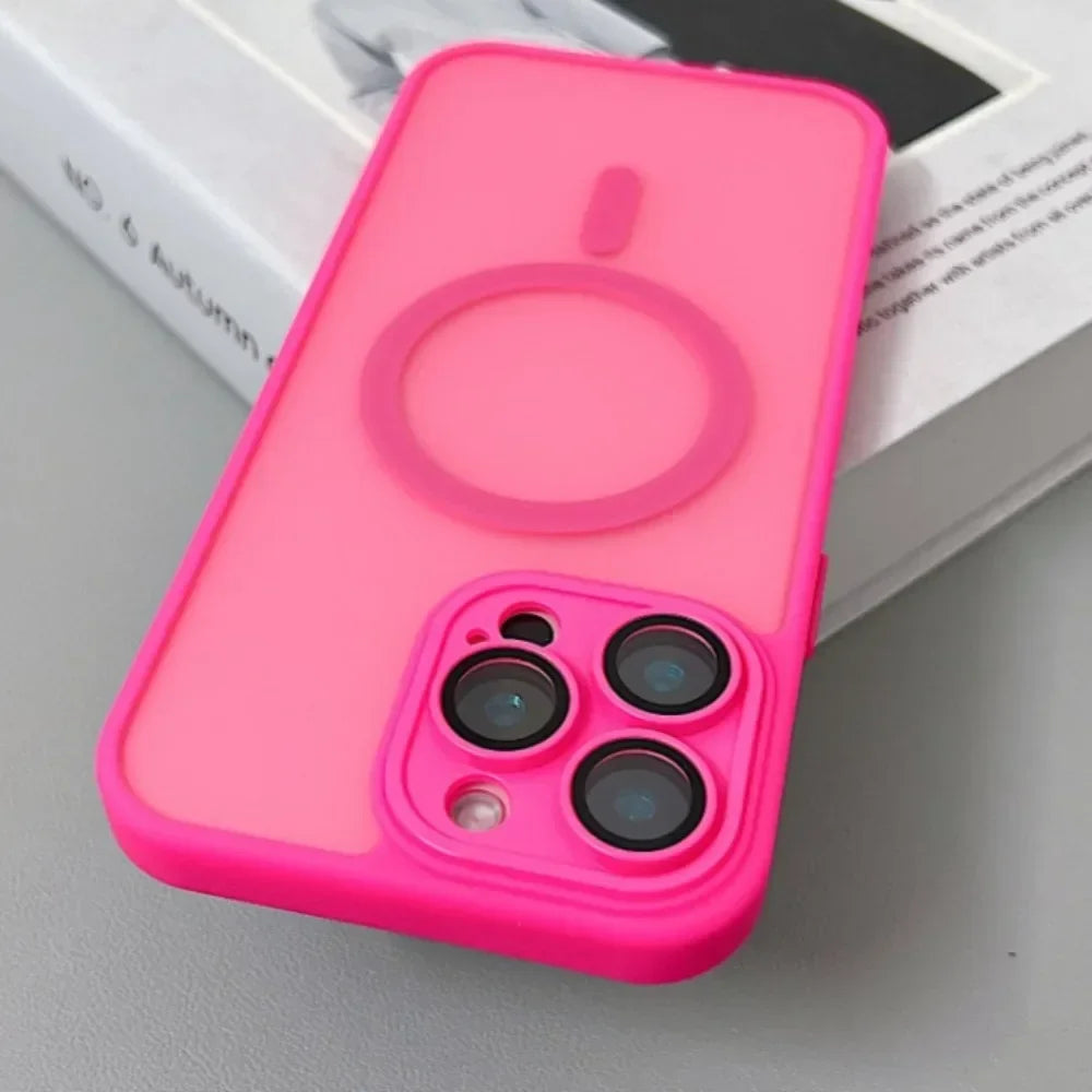 Magnetic Matte Translucent Armor Case for iPhone 15, 16 & 17 Series - Shockproof & MagSafe Compatible